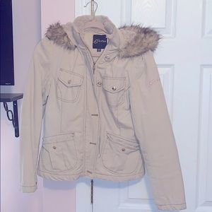 Throwback Guess Hooded Fur Trim Jacket